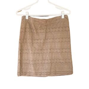 Ann Taylor Brown Cotton Eyelet A-Line Skirt